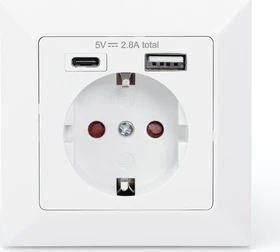 Digitus Sicherheits-Steckdose für Unterputzmontage mit 1x USB Type-C, 1x USB A