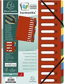 Exacompta Harmonika Ordnungsmappe mit ausgestanzten Fenstern, 12 Fächer, A4, rot