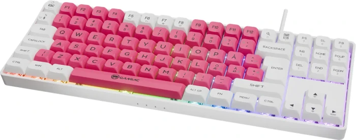 Gamiac TKL90G Gaming Keyboard, weiß/rot, LEDs RGB, Kailh BLUE, USB, ND
