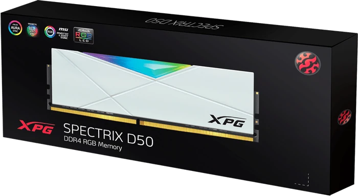 ADATA XPG Spectrix D50 RGB White UDIMM 8GB, DDR4-3600, CL18-20-20