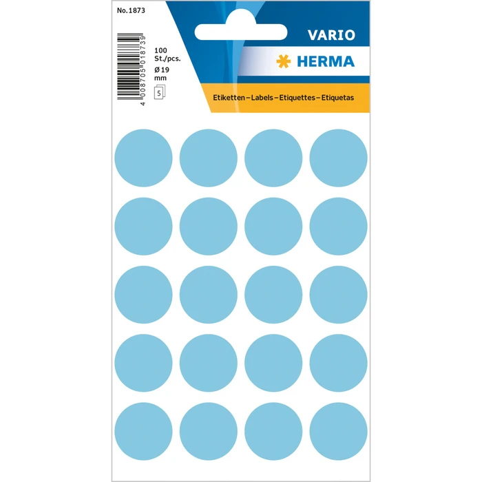 Herma Markierungspunkte 19mm blau hell, 50 Blatt