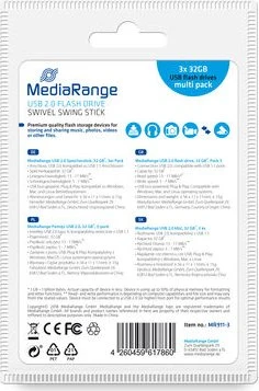 MediaRange USB Flexi-Drive 32GB schwarz/silber, USB-A, USB 2.0