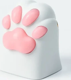 Keychron Kitty Paw Alu Alloy Artisan Keycap, Aluminium, Silikon, weiß/gold/rosa, 1 Taste