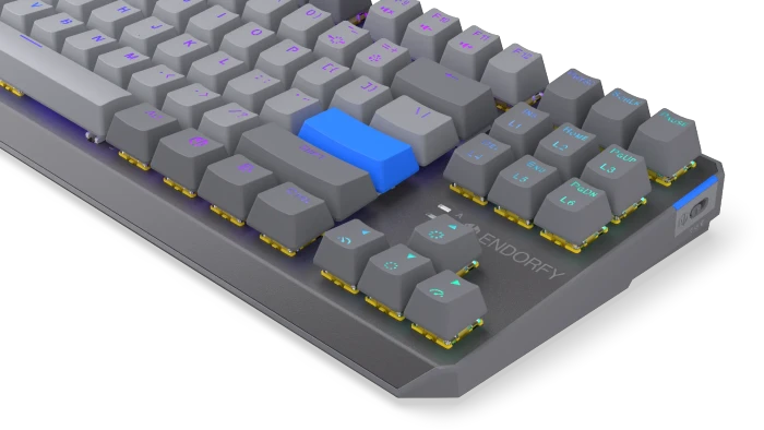Endorfy Thock V2 TKL Wireless, PBT, grau, LEDs RGB, hot-swap, Endorfy YELLOW, USB/Bluetooth, US