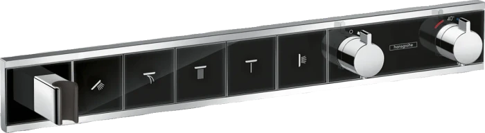 Hansgrohe RainSelect Thermostat Unterputz für 5 Verbraucher mit integriertem Brausehalter schwarz/chrom