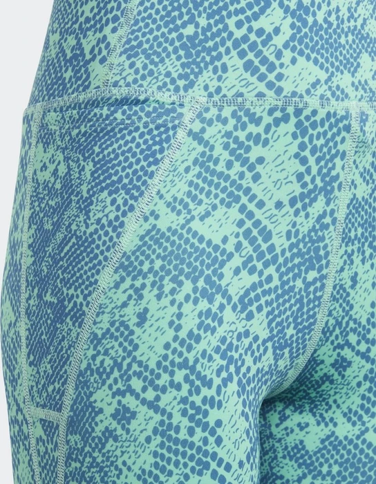 adidas Aeroready Animal-Print Optime High-Rise Pocket Hose 7/8 easy green/blue fusion/white (Junior)