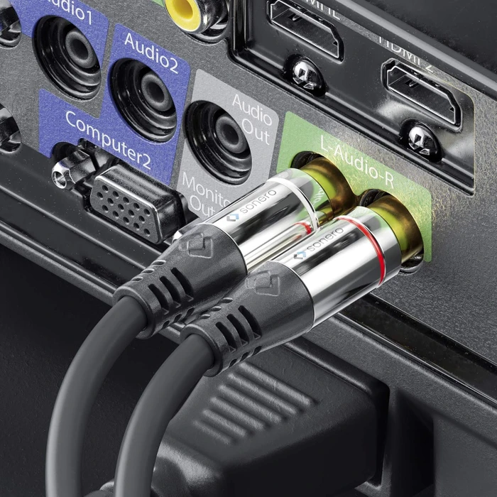 Sonero Premium 1x 3.5mm Klinke auf 2x Cinch Stereo Kabel 12.5m
