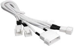 BitFenix Molex auf 3-Pin Adapter, sleeved, 20cm, weiß