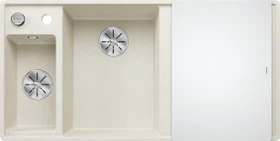 Blanco Axia III 6 S-F InFino Becken links mit Ablauffernbedienung softweiß inkl. Glasschneidebrett