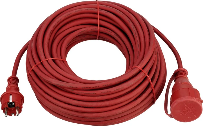 REV Ritter Verlängerungskabel für den Außenbereich, Schutzkontakt mit Schutzkappe, H05RR-F 3G1.5, rot, 25m