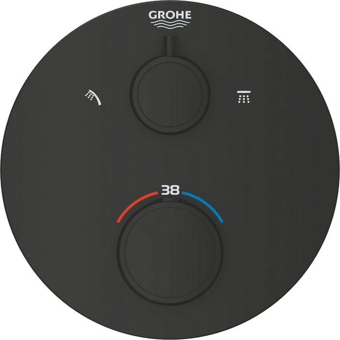 Grohe Thermostat-Brausebatterie mit integrierter 2-Wege-Umstellung schwarz matt
