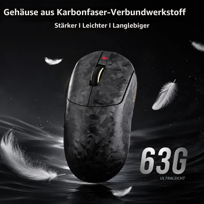 Attack Shark RS3 ULTRA Carbon Fiber 8KHz Wireless, Forged Black, inkl. C06 Ultra LED Kabel, USB/Bluetooth