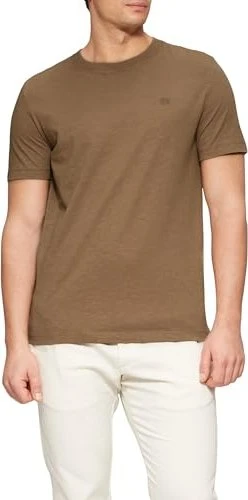 s.Oliver Flammgarnstruktur Logo-Print T-Shirt kurzarm sandstein (Herren)