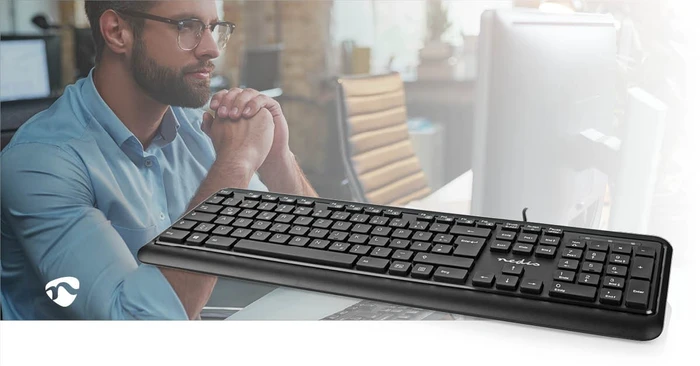 Nedis Multimedia Tastatur, schwarz, USB, DE