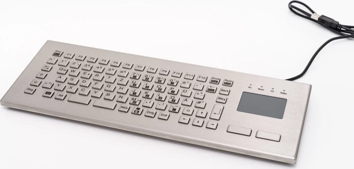 GETT InduKey KV23203 TKV-084-FIT kompakte Edelstahltastatur, Touchpad, USB, DE