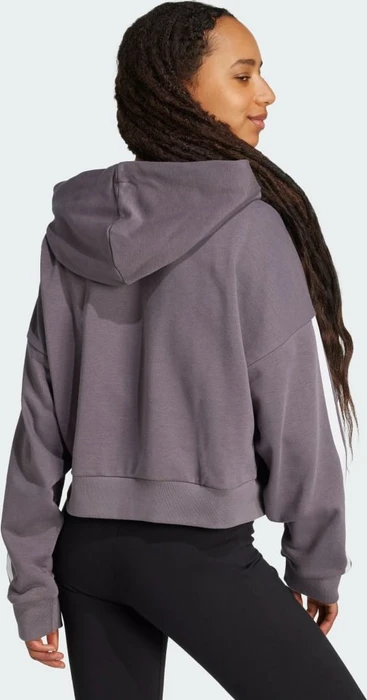 adidas Essentials 3-Streifen French Terry Quarter-Zip Hoodie grey strata/white (Damen)