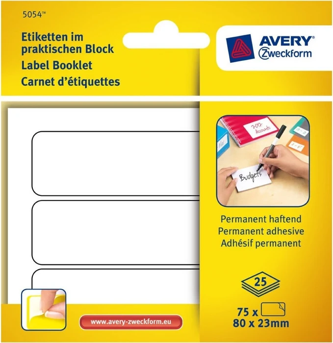 Avery-Zweckform Organisationsetiketten Sonderformat, 80x23mm, weiß, 25 Blatt (100 Etiketten)