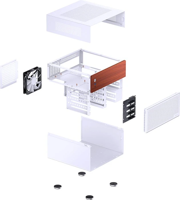 Jonsbo N4 White, weiß/braun