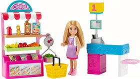 Mattel Barbie - Chelsea Karrierepuppe blonde Chelsea-Puppe und Supermarkt Spielset