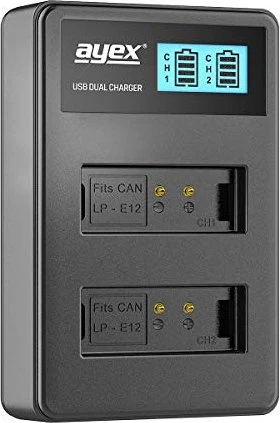 ayex USB Dual- Ladegerät für Canon Akku Typ LP-E12