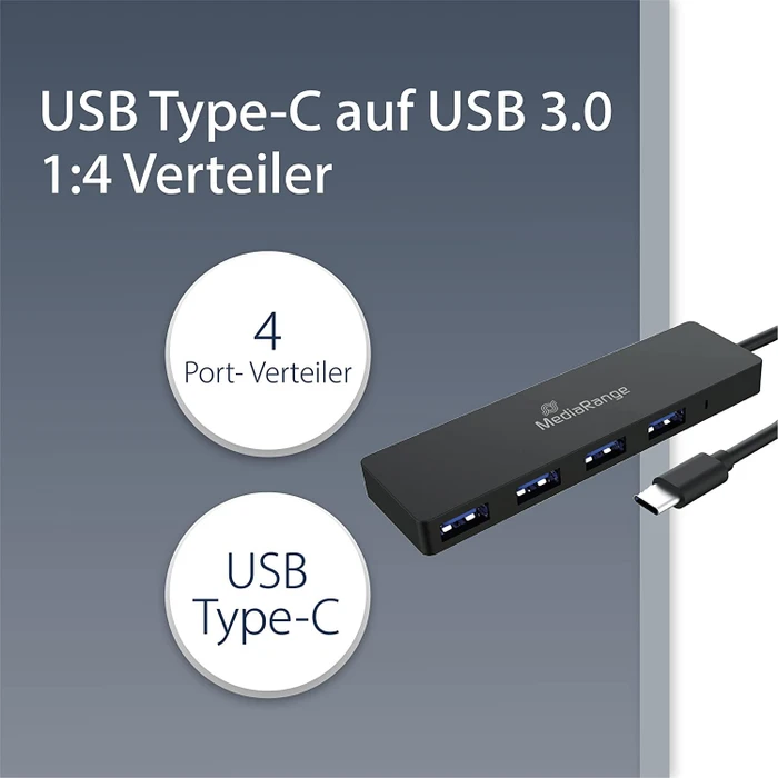 MediaRange USB-Hub, USB-C 3.0 [Stecker]
