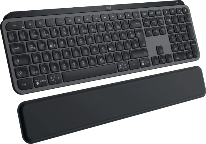 Logitech MX Keys S Plus MX Palm Rest, Graphite, schwarz, LEDs weiß, Logi Bolt, USB/Bluetooth, DE