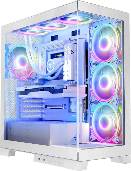 Modecom Volcano Space Apex ARGB Midi White, weiß, Glasfenster