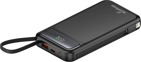 MediaRange Mobile Charger 10000mAh mit integrierten Ladekabeln schwarz