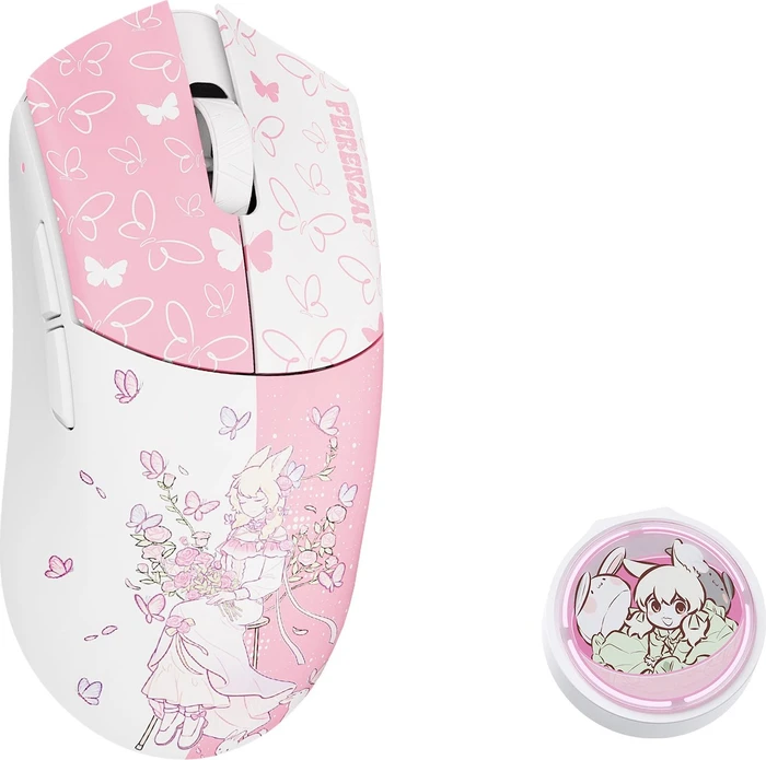 WLMouse x FEIRENZAI Beast G Medium 8K Wireless Gaming Mouse, Motiv rosa/weiß, USB