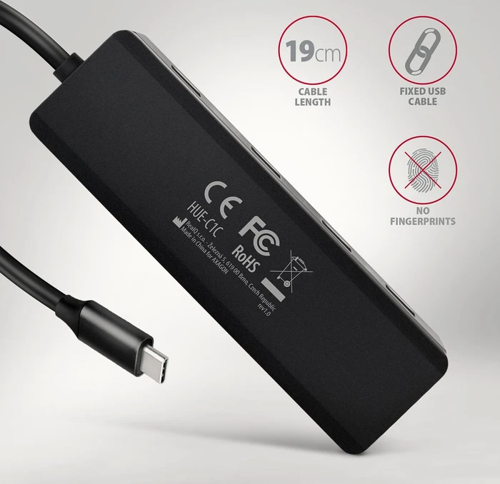 Axagon USB-Hub, 4x USB-A 3.0, USB-C 3.0 [Stecker]