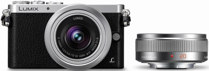 Panasonic Lumix DMC-GM1 silber mit Objektiv Lumix G Vario 12-32mm 3.5-5.6 ASPH OIS und Lumix G 20mm 1.7 ASPH