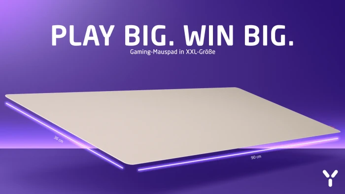 ISY IMP-3500 Gaming Mauspad XXL, 900x360mm, weiß