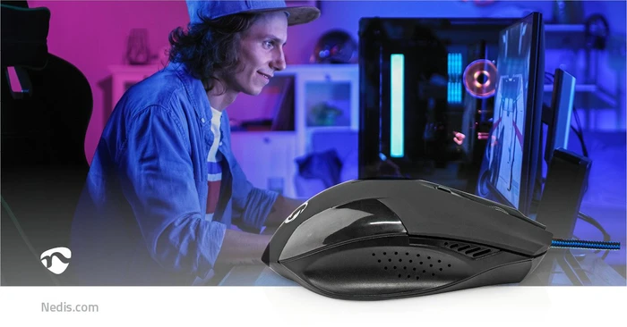 Nedis Gaming Mouse und Mousepad Set, schwarz, USB