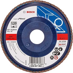 Bosch Professional X551 Expert for Metal Fächerschleifscheibe gerade K120, 115x22.23mm, 1 Stück