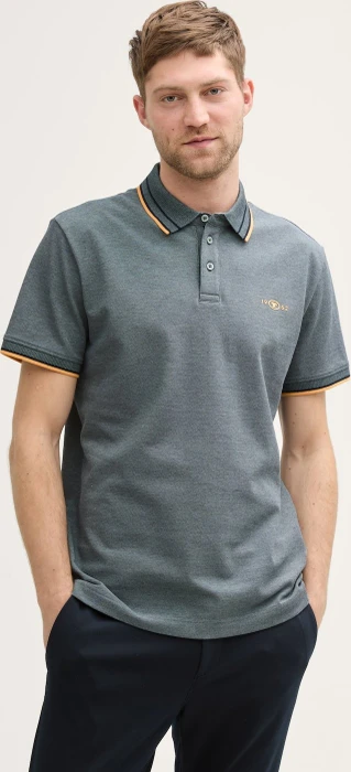Tom Tailor Piqué mit Stretch Poloshirt kurzarm navy grey mint twotone (Herren)