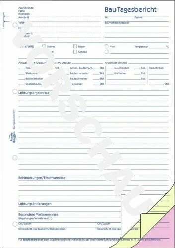 Avery-Zweckform Bau-Tagesbericht, A4, 120 Blatt, 5er-Pack