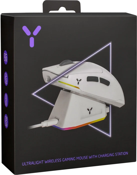 ISY IGM-6000-WT Ultralight Wireless Gaming Maus mit Ladestation weiß, USB
