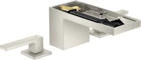 Hansgrohe Axor MyEdition 3-Loch Waschbeckenarmatur 70 mit Push-Open Ablaufgarnitur ohne Platte edelstahloptik