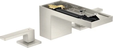 Hansgrohe Axor MyEdition 3-Loch Waschbeckenarmatur 70 mit Push-Open Ablaufgarnitur ohne Platte edelstahloptik