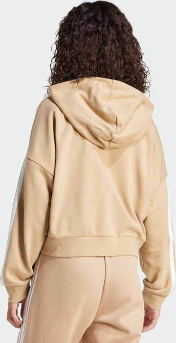adidas Essentials 3-Streifen French Terry Quarter-Zip Hoodie warm sandstone/white (Damen)