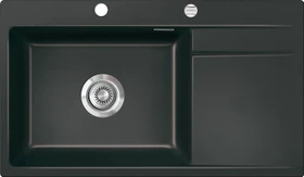 systemceram Stema 86 SL F Einbau Becken links mit Ablauffernbedienung nigra