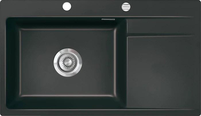 systemceram Stema 86 SL F Einbau Becken links mit Ablauffernbedienung nigra