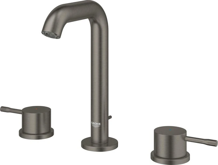 Grohe Essence 3-Loch Waschbeckenarmatur 1/2" M-Size mit Ablauffernbedienung hard graphite gebürstet