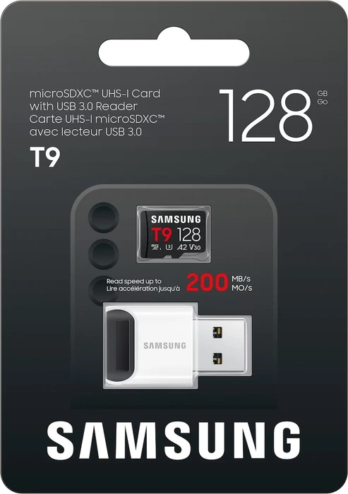 Samsung T9 R200/W130 128GB mit Cardreader, UHS-I U3, A2, Class 10