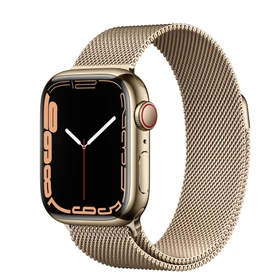 Apple Watch Series 7 (GPS + Cellular) 41mm Edelstahl gold mit Milanaise-Armband gold