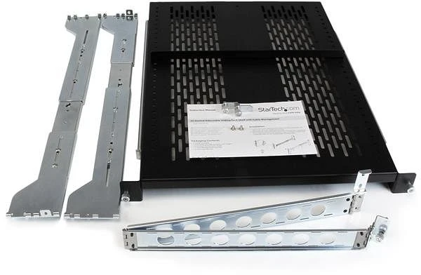 StarTech ausziehbarer belüfteter Fachboden mit Kabelführung bis 22.7kg, 702mm Einbautiefe, 2HE
