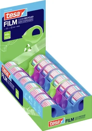 tesa tesafilm eco & clear transparent, Klebestreifen-Abroller/Klebestreifen, 19mm/10m, 1 Stück