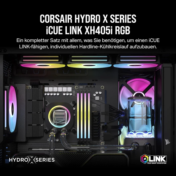 Corsair Hydro X Series iCUE LINK XH405i RGB Pro Custom Cooling Kit, schwarz