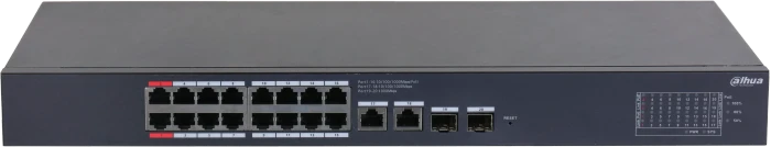 Dahua CS42 Rackmount Gigabit Smart Switch, 16x RJ-45, 2x RJ-45/SFP, 240W PoE++