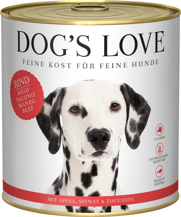 PetCo Dog's Love Classic Rind mit Apfel, Spinat und Zucchini, 800g